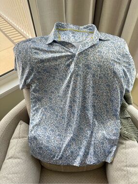 Men's Blue and White beer mug Polo Shirt